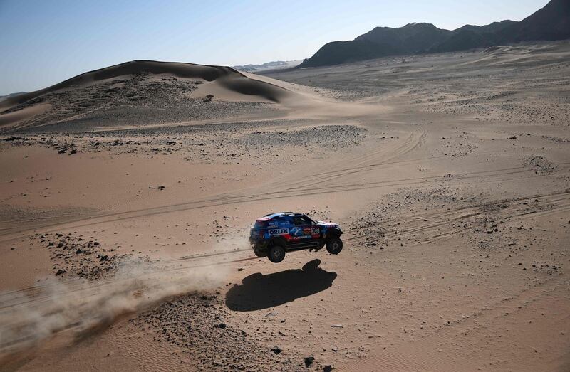 The Mini team compete in Stage 8 of the Dakar Rally 2020 at Wadi Ad-Dawasir.   AFP