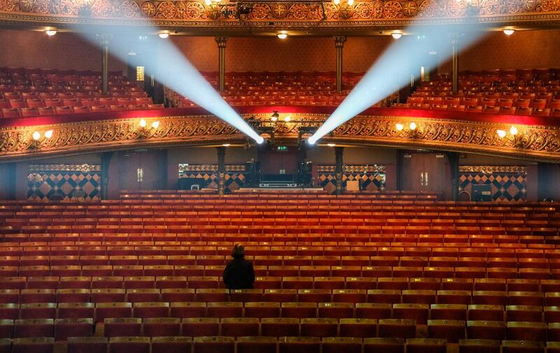 Final checks of the stage spot lights are carried out before the audience enters during the World Premier of Northern Ballets performance of Victoria at Leeds Grand Theatre in Leeds, England. Getty Images