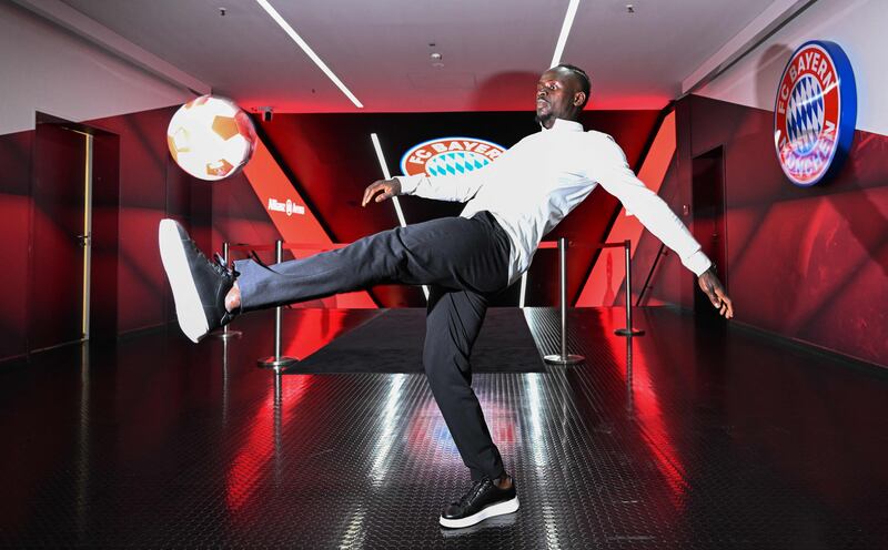 Sadio Mane at the Allianz Arena after completing his move to German champions Bayern Munich from Liverpool on Wednesday, June 22, 2022.  AFP