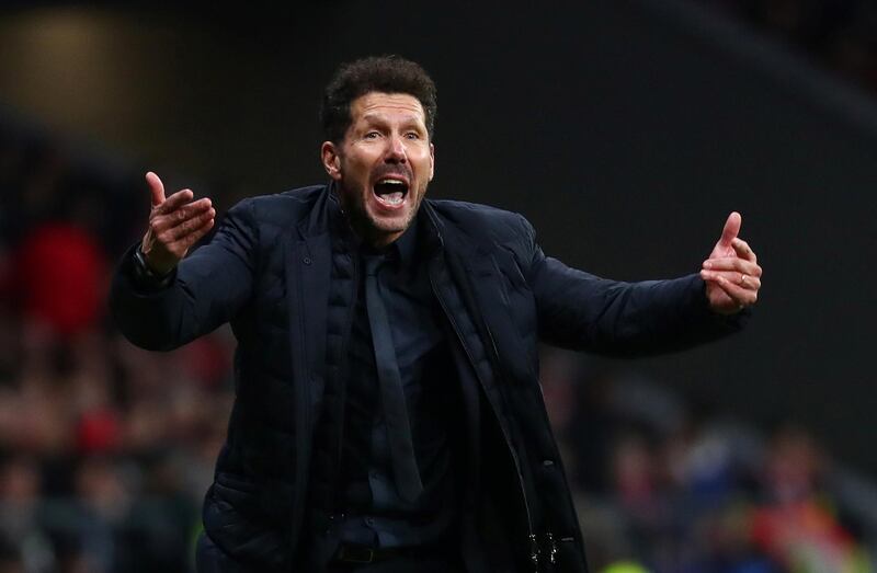 Atletico Madrid coach Diego Simeone reacts. Reuters