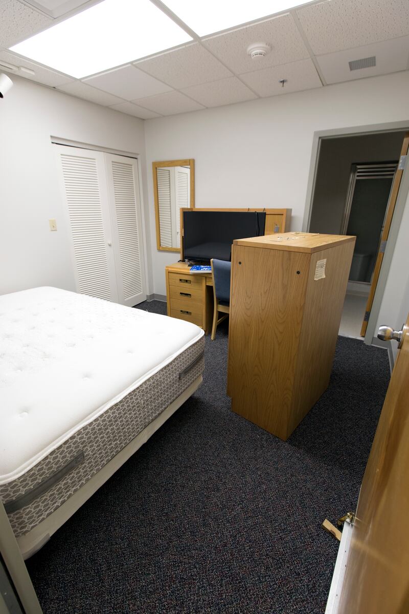 One of the 23 bedrooms in the crew quarters