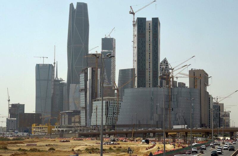 Towers under construction at the King Abdullah Financial District in the Saudi capital Riyadh. Towers in the complex are being built by the Saudi Oger company and other constructors. Fayez Nureldine / AFP