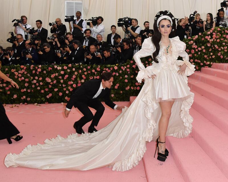 Actress Lily Collins arrives at the 2019 Met Gala in New York on May 6. AFP