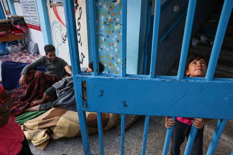 Internally displaced Palestinians take refuge at a UN school, in the Rafah refugee camp, in the south of the Gaza Strip. AFP