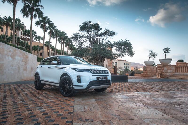 An Evoque at rest, before heading into the hills on a messy adventure.