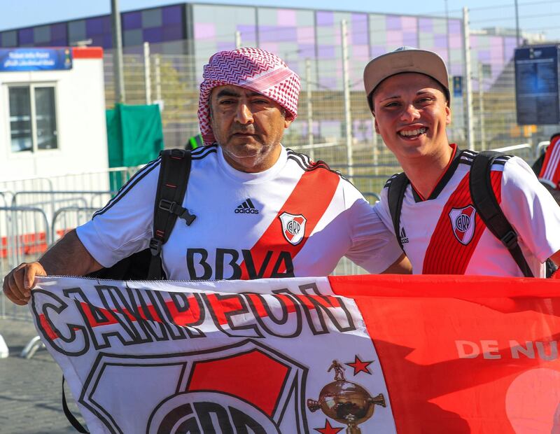 Al Ain, United Arab Emirates.  December 18, 2018.  River Plate Fans at the Hazza Bin Zayed Stadium entrance.Victor Besa / The NationalSection:  SPReporter:  Daniel Sanderson