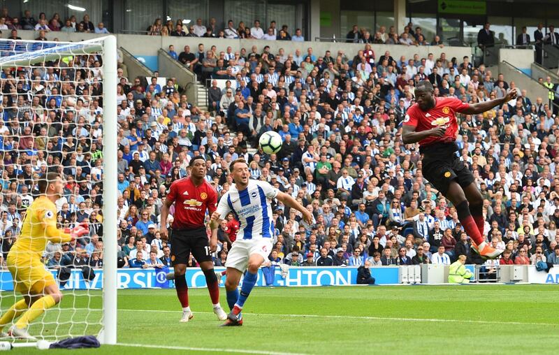 Romelu Lukaku scores Manchester United's first goal. AFP