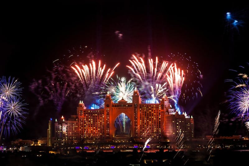 The record-breaking fireworks display at Atlantis The Palm on New Year’s day partly contributed to the significant traffic delays which caused some Sandance ticketholders to miss the concert. (Handout)