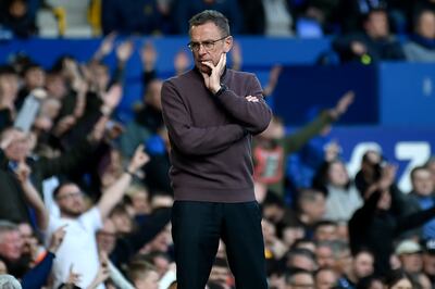 Ralf Rangnick was not pleased with Manchester United's failure to score against Everton. AP