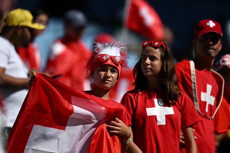 Switzerland supporters ahead of their Group G game against Cameroon. AFP