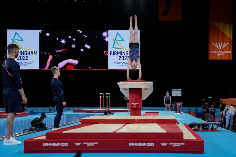 Scotland's Eilidh Gorrell takes part in a gymnastics training session. AP