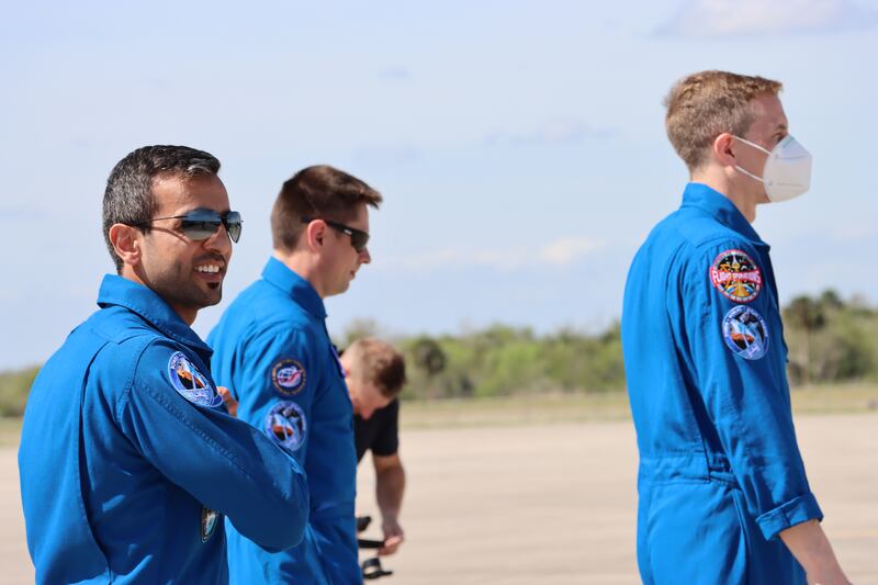 After the ceremony, the crew boarded a vehicle that took them to quarantine