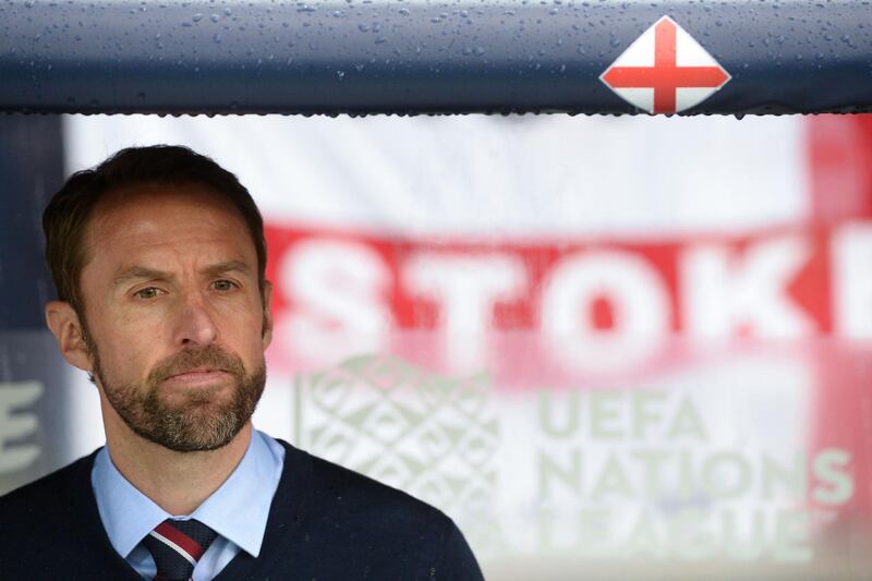 England's coach Gareth Southgate attends the UEFA Nations League semi-final football match between The Netherlands and England at the Afonso Henriques Stadium in Guimaraes on June 6, 2019. / AFP / MIGUEL RIOPA
