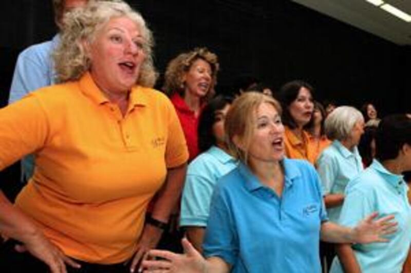 Dubai's ex-pat women get together to belt out some tunes during the Dubai Harmony Chorus practice.