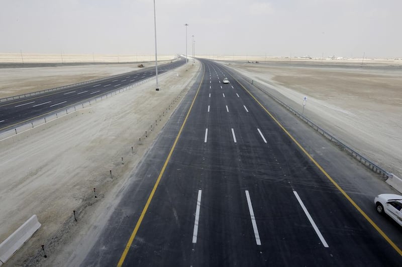 The new Sheikh Mohammed bin Rashid Al Maktoum Road, the 62-kilometre highway between Abu Dhabi and Dubai, was opened for traffic on Tuesday. Jeffrey E Biteng / The National