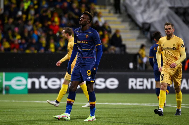 Roma's Tammy Abraham looks dejected at the final whistle. AP