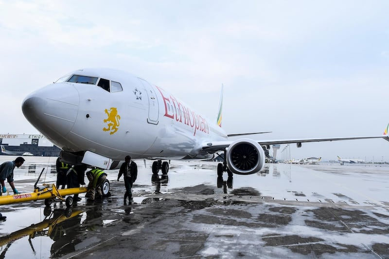 Ethiopian Airlines Boeing 737 Max 8 (ET-AVM), the same aircraft that crashed in Ethiopia, is seen at Bole International Airport in Addis Ababa, when it was first delivered to Ethiopia in July 2018. EPA