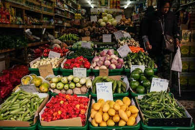 Produce for sale in London. UK inflation hit a 41-year high of 11.1 per cent in October last year. Bloomberg