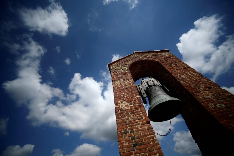 The bell of the Conti Guidi castle in Vinci. AFP