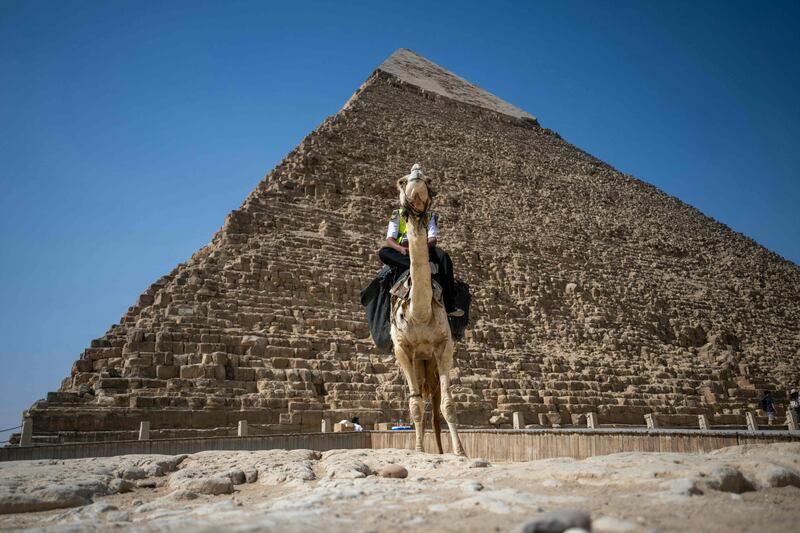 The Pyramid of Khafre at the Giza Pyramids Necropolis. Fitch said the regional conflict poses a risk to revenues in Egypt's tourism sector. AFP