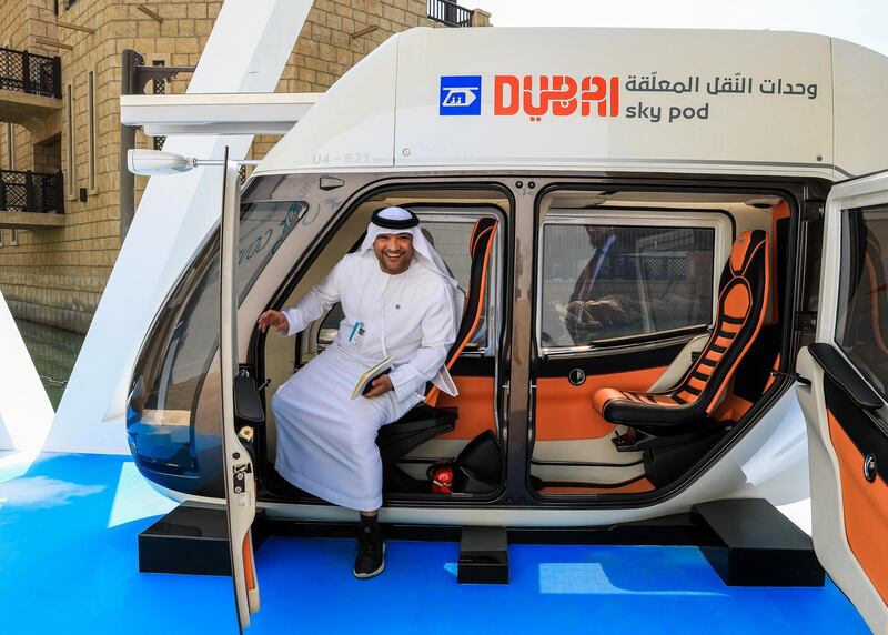 Dubai, U.A.E., February 10, 2019.  Dubai A A summit goer checks out the Dubai Sky Pod.Victor Besa/The NationalSection:  NAReporter:  Rupert Hawksley