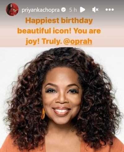 Priyanka Chopra shared a birthday message for Oprah Winfrey on social media. Photo: Instagram / Priyanka Chopra