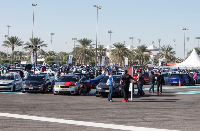 Abu Dhabi, UNITED ARAB EMIRATES - Volkswagen cars on display at the VW Dub Drive event at Yas Marina Circuit.  Leslie Pableo for The National for Adam Workman's story