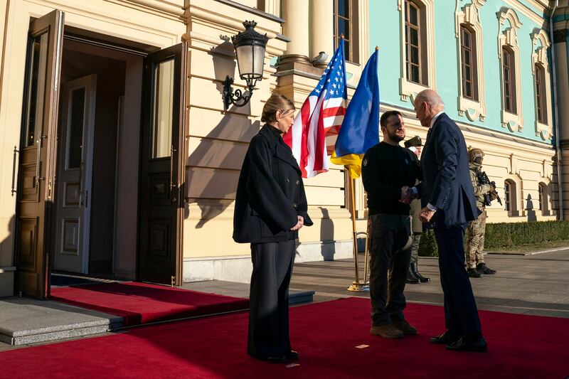 The presidents meet at Mariinsky Palace. AP