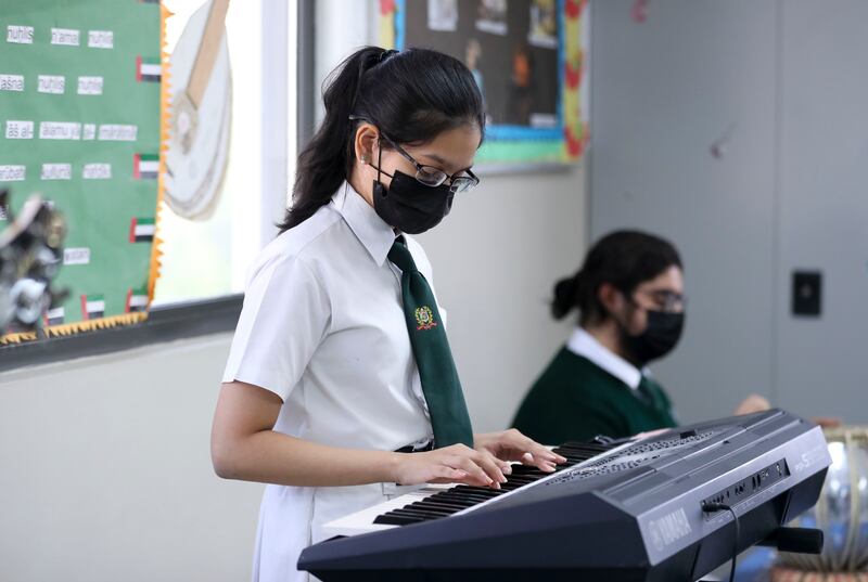 Singing rehearsals for Expo 2020 Dubai are under way at Delhi Private School. Khushnum Bhandari/ The National