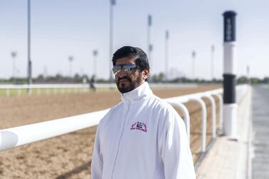 DUBAI, UNITED ARAB EMIRATES. 17 MARCH 2020. Emirati trainer Ali Rashid Al Raihe training at Al Meydan track. (Photo: Reem Mohammed/The National) Reporter: Section: