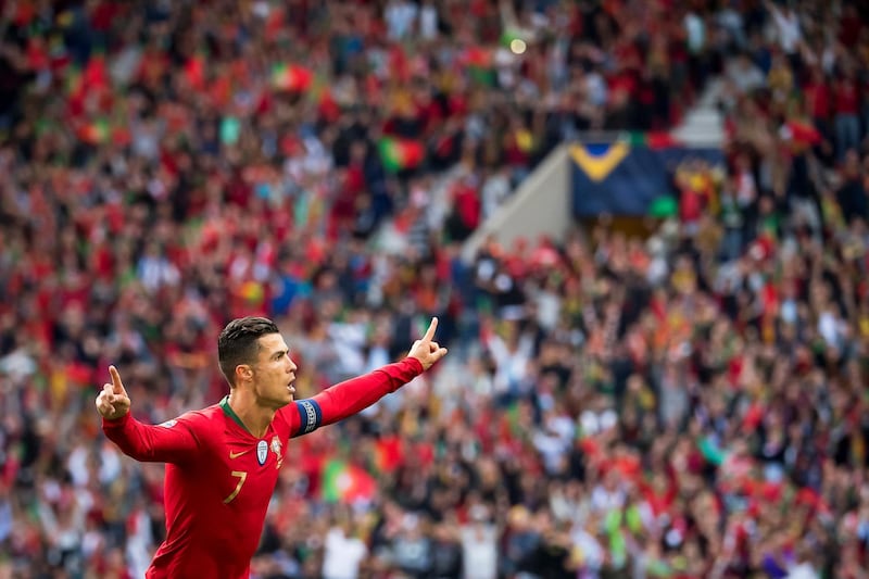 Ronaldo celebrates his opening goal. EPA