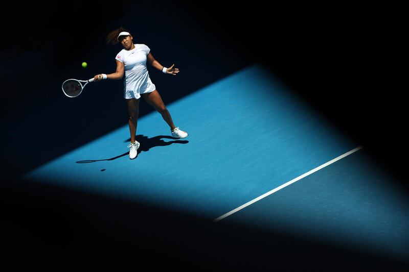 Naomi Osaka during her victory against Katie Boulter at the Gippsland Trophy at Melbourne Park. Getty