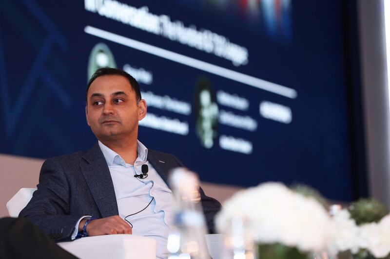 Sanjay Patel, managing director of The Hundred, speaks at the Leaders Sports Business Summit at Yas Marina. Courtesy Abu Dhabi Sports Council