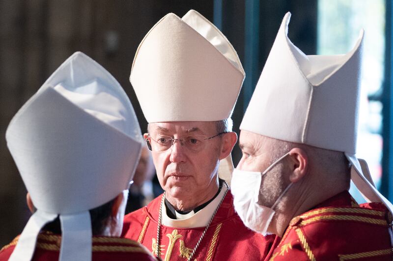 The Archbishop of Canterbury, Justin Welby, centre, warned of the effects of climate change on less wealthy nations.  PA