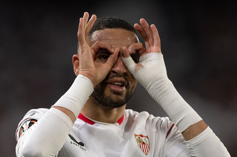 Sevilla's Moroccan forward Youssef En-Nesyri scored twice against Manchester United on Thursday. AFP