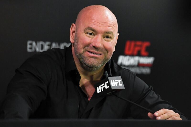 SHENZHEN, CHINA - AUGUST 31:  UFC President Dana White attends the press conference after the UFC Fight Night event at Shenzhen Universiade Sports Centre on August 31, 2019 in Shenzhen, China.  (Photo by Zhe Ji/Getty Images)