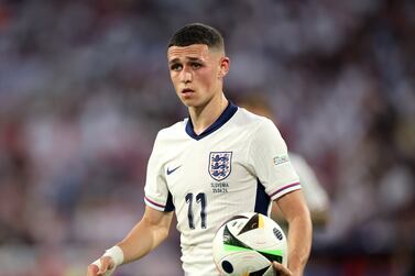 COLOGNE, GERMANY - JUNE 25: Phil Foden of England looks on during the UEFA EURO 2024 group stage match between England and Slovenia at Cologne Stadium on June 25, 2024 in Cologne, Germany. (Photo by Alex Grimm / Getty Images)