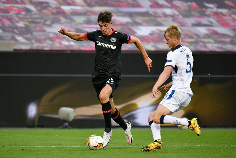File photo dated 06-08-2020 of Bayer 04 Leverkusen's Kai Havertz (left). PA Photo. Issue date: Friday September 4, 2020. Bayer Leverkusen forward Kai Havertz has left the Germany squad “to clarify matters surrounding a potential move to Chelsea”, the Bundesliga club have announced. See PA story Chelsea. Photo credit should read Sascha Schuermann/PA Wire.