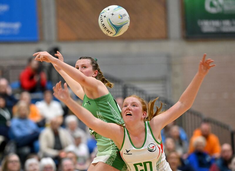 Caitlin Gowdy fights for possession against Northern Ireland.