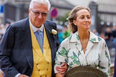 Prince Laurent of Belgium and Princess Claire attend the wedding of Princess Maria-Laura of Belgium. Photo: Getty Images