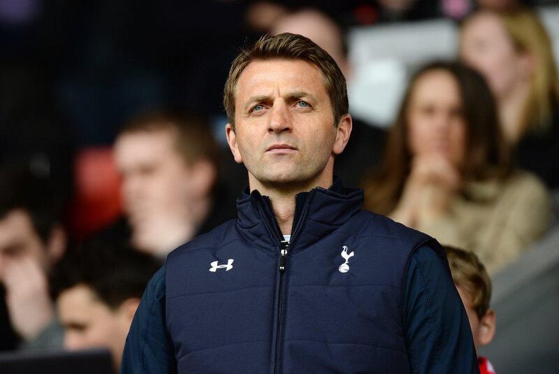 Tottenham Hotspur manager Tim Sherwood reacts during his side's 4-0 loss to Liverpool FC on Sunday. Peter Powell / EPA / March 30, 2014
