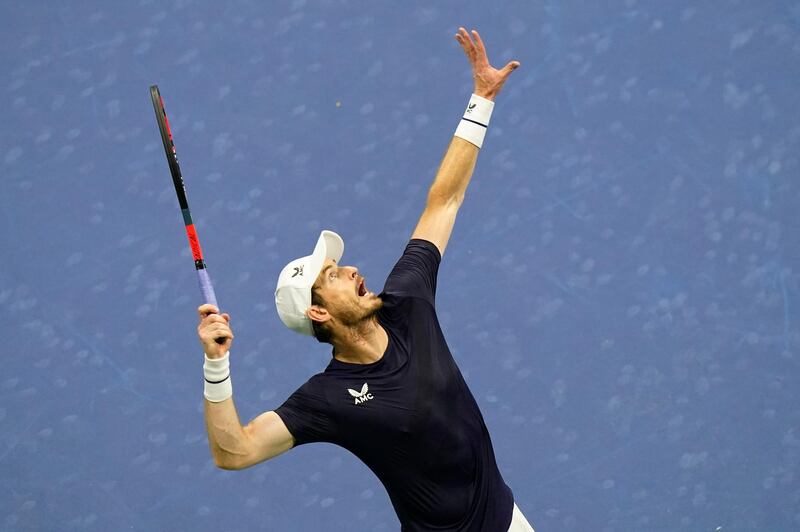 Andy Murray serves to Felix Auger-Aliassime during the second round of the US Open. PA