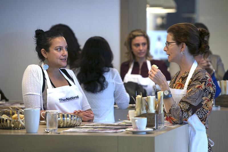 Linda Skerry chats with Laura Conner, as they and other guests socialise before their #healthyliving cooking experience, organized by The National. Silvia Razgova / The National