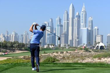DUBAI, UNITED ARAB EMIRATES - JANUARY 27: Paul Casey of England in action during the pro-am event prior to the Omega Dubai Desert Classic at Emirates Golf Club on January 27, 2021 in Dubai, United Arab Emirates. (Photo by Ross Kinnaird/Getty Images)