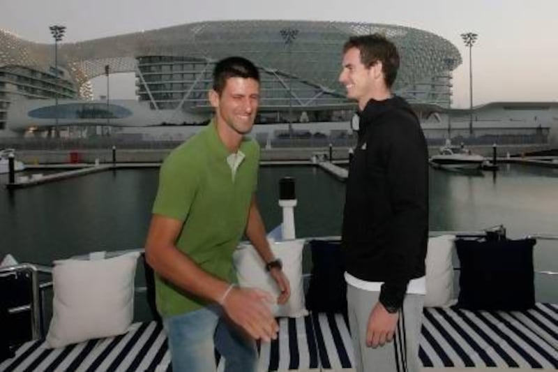 Novak Djokovic, left, and Andy Murray are evidently friends off court even though they are foes on it. Mike Young / The National