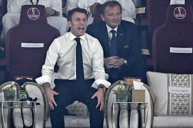French President Emmanuel Macron during the final on Sunday. AFP