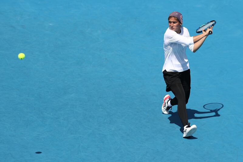 Meshkatolzahra Safi during her junior singles match against Anja Nayar. Getty