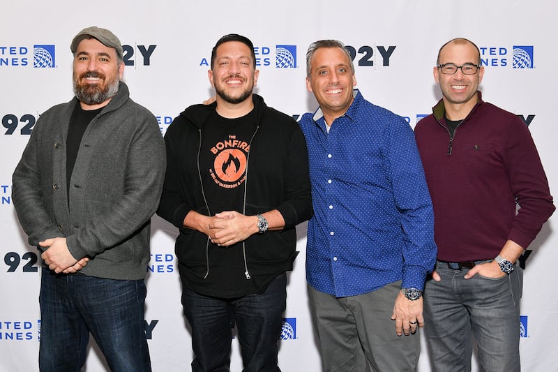 From left, comedians Brian 'Q' Quinn, Sal Vulcano, Joe Gatto, and James 'Murr' Murray have been behind 'Impractical Jokers' since its debut in 2011. Getty Images / AFP