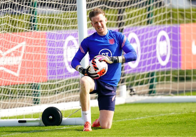 England goalkeeper Jordan Pickford during training. PA