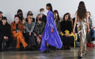 Models wearing the Proenza Schouler collection at New York Fashion Week on February 11. AP Photo